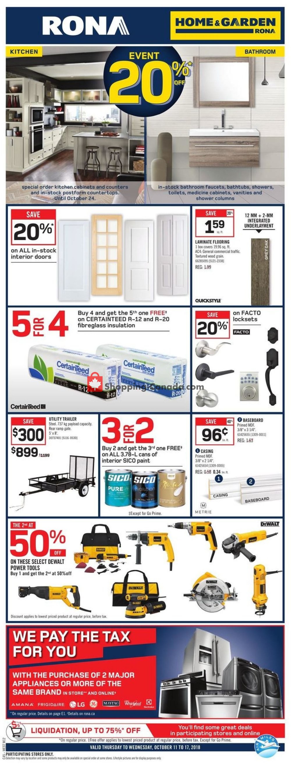 Rona flyer from Thursday October 11, 2018 to Wednesday October 17, 2018 - page 1