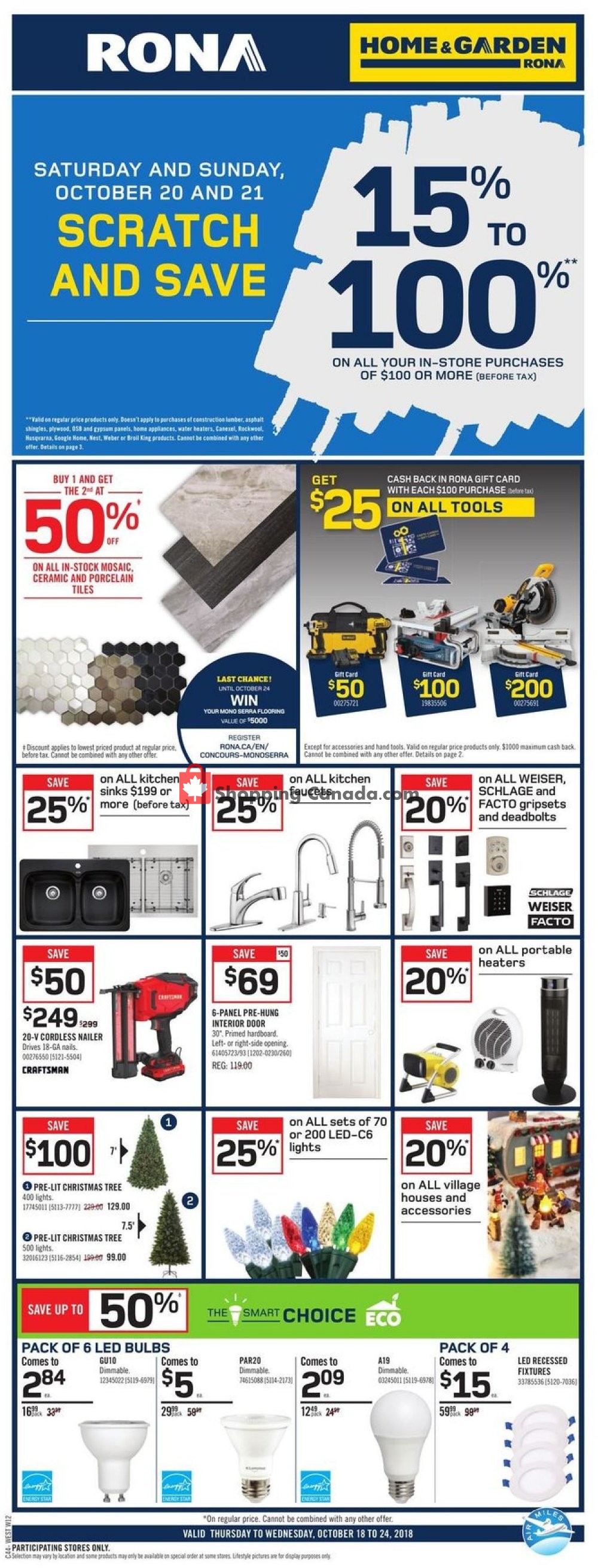 Rona flyer from Thursday October 18, 2018 to Wednesday October 24, 2018 - page 1