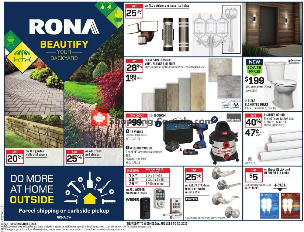 Rona Canada, flyer (Beautify Your Backyard BC) August 6 August