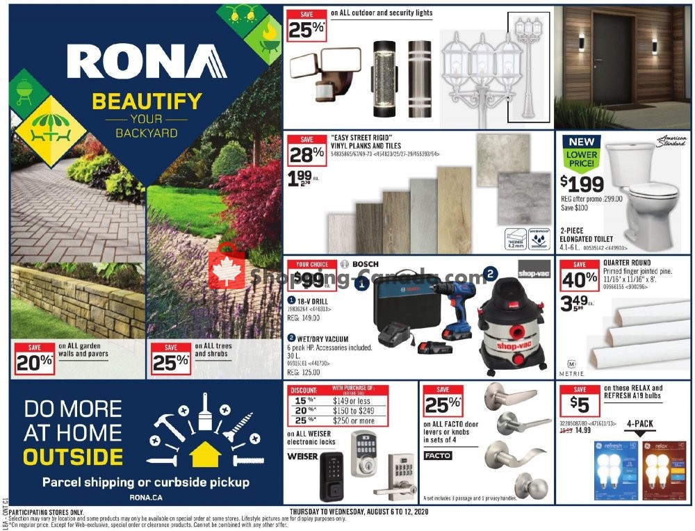Rona flyer from Thursday August 6, 2020 to Wednesday August 12, 2020 - page 1