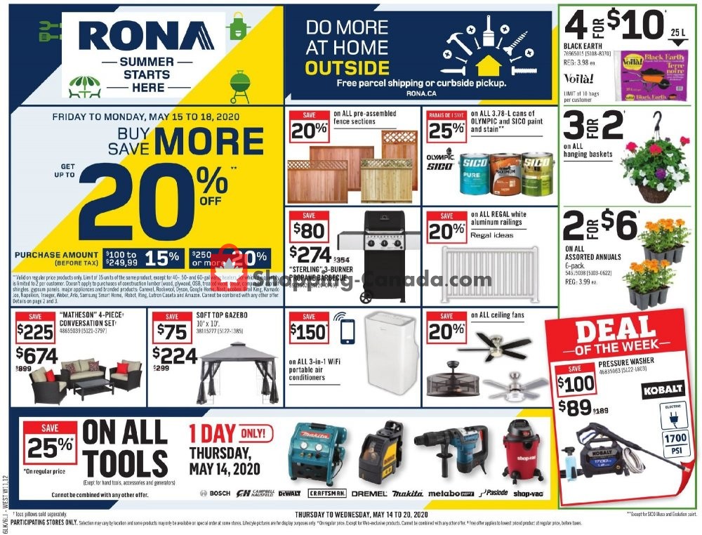 Rona Canada, flyer (Buy More Save More BC) May 14 May 20, 2020