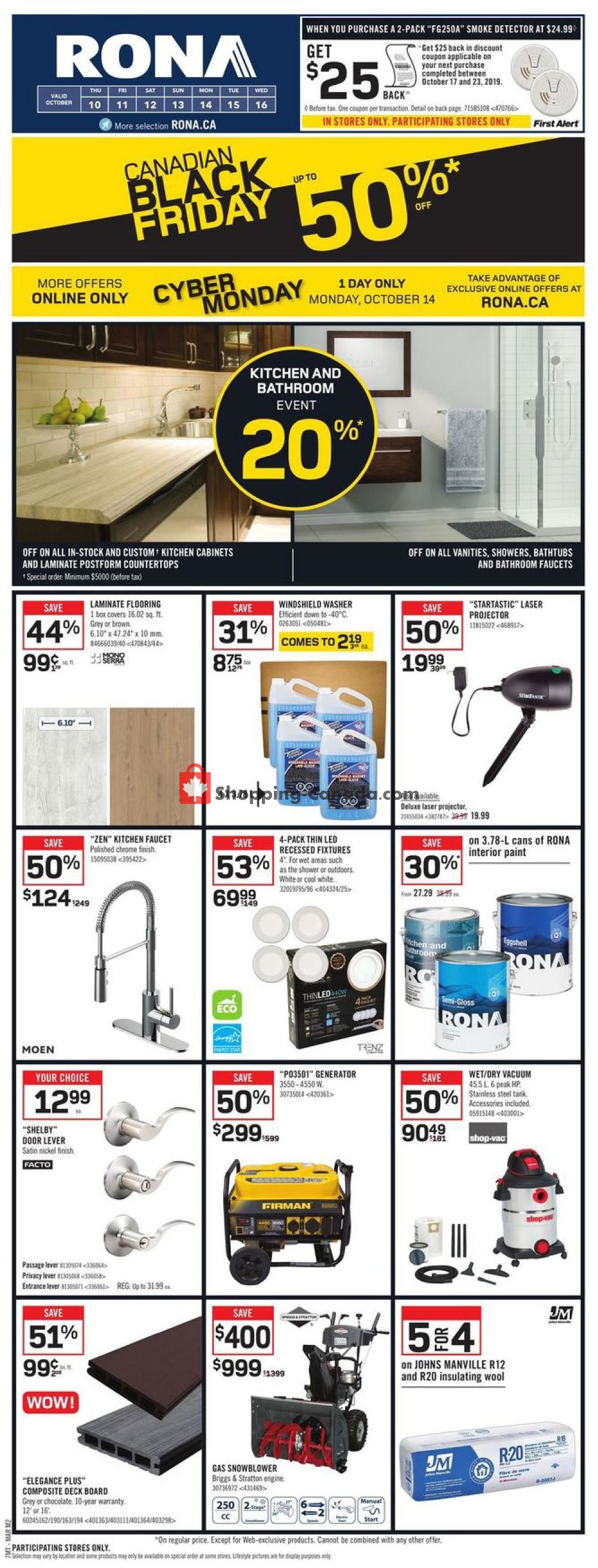Rona flyer from Thursday October 10, 2019 to Wednesday October 16, 2019 - page 1