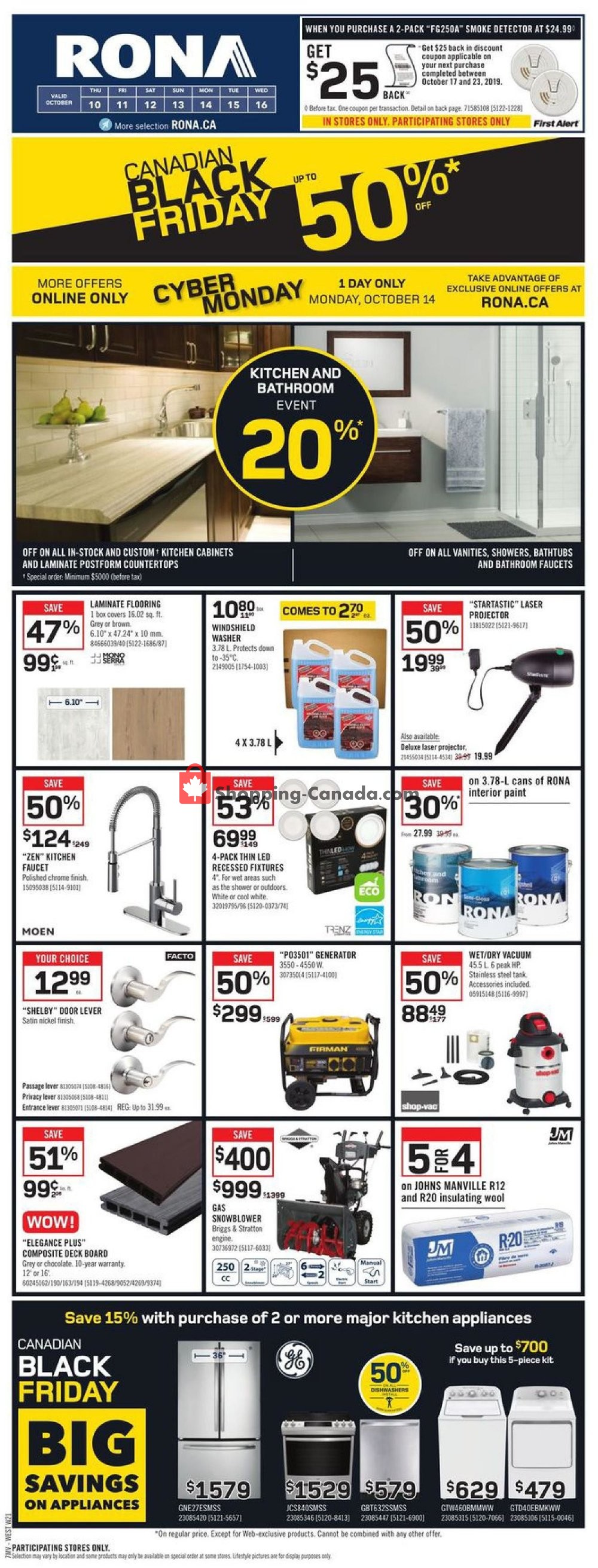 Rona flyer from Thursday October 10, 2019 to Wednesday October 16, 2019 - page 1
