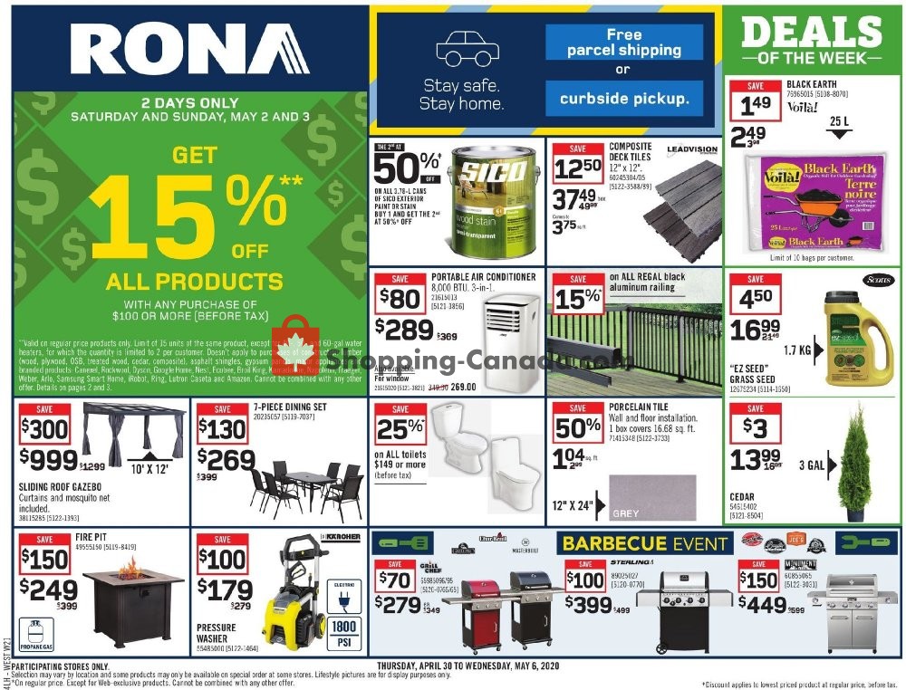 Rona Canada, flyer (Deal of the week WEST) April 30 May 6, 2020