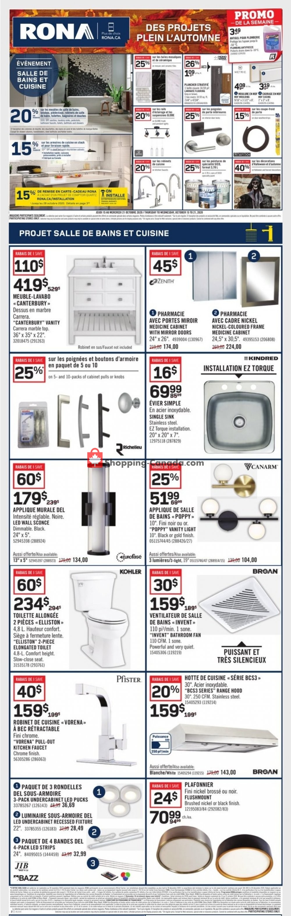 Rona flyer from Thursday October 15, 2020 to Wednesday October 21, 2020 - page 1