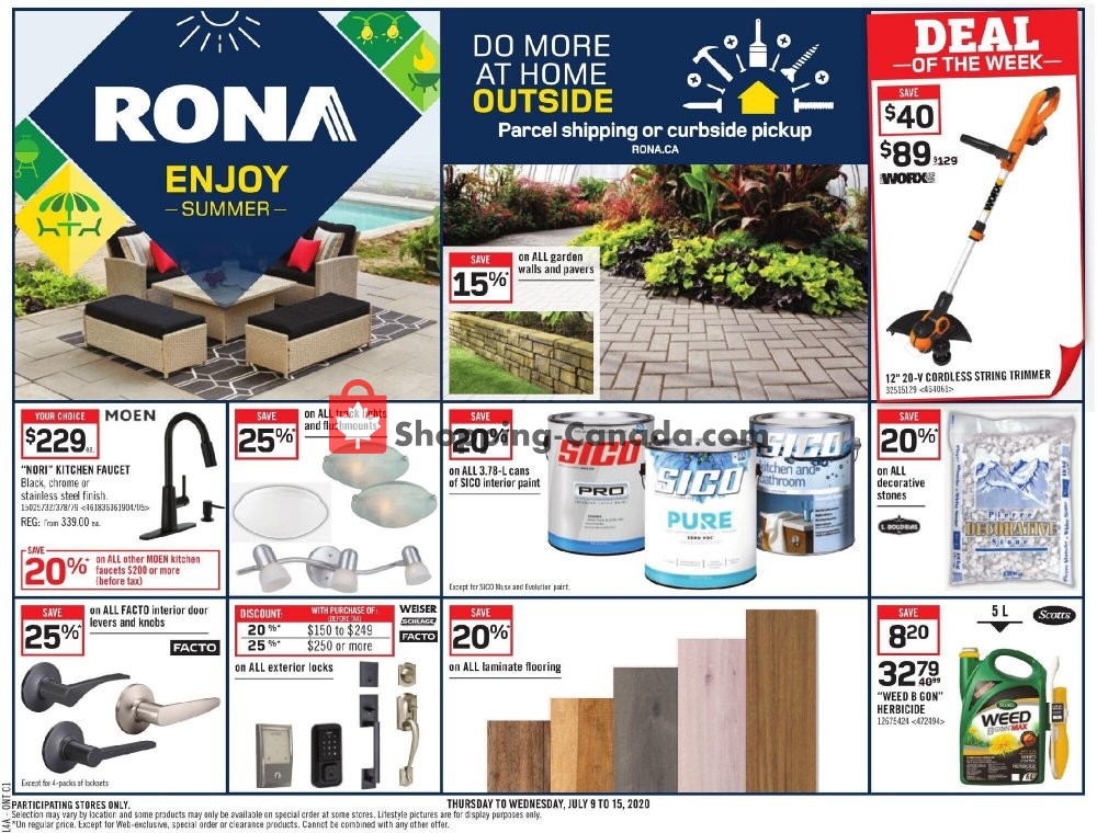Rona flyer from Thursday July 9, 2020 to Wednesday July 15, 2020 - page 1
