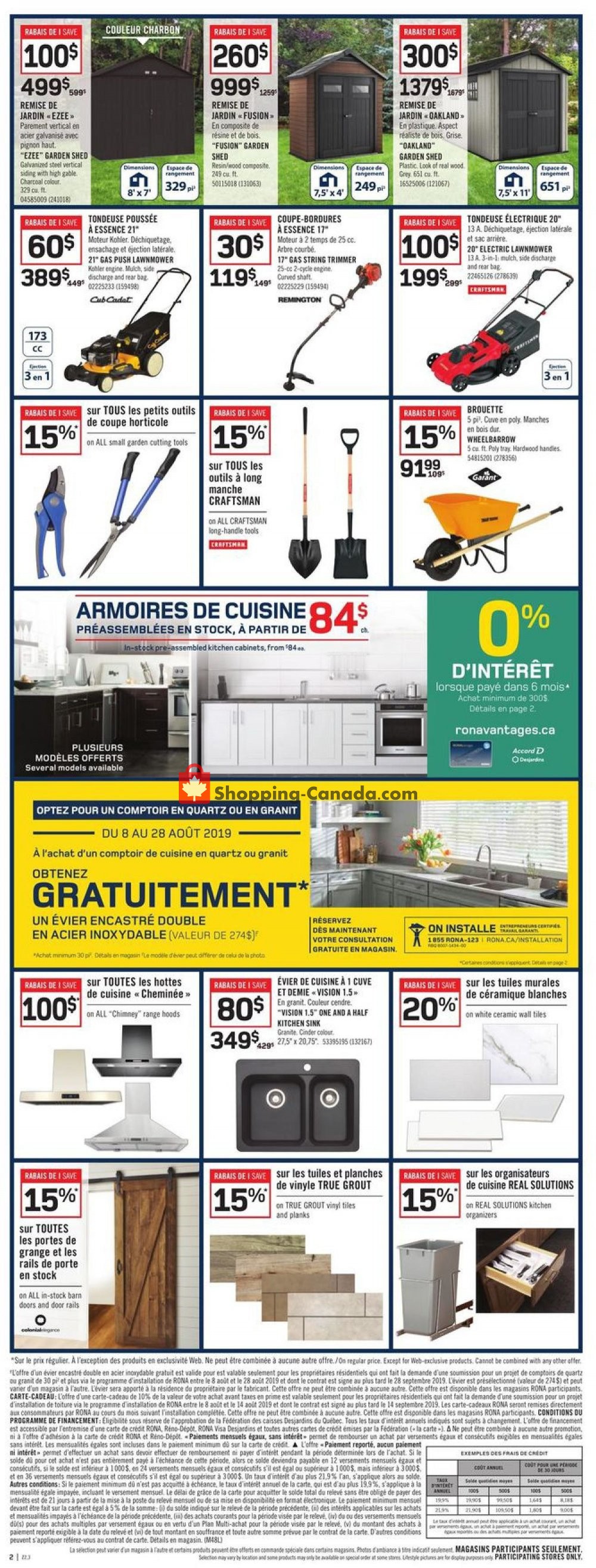 Rona flyer from Thursday August 8, 2019 to Wednesday August 14, 2019 - page 2