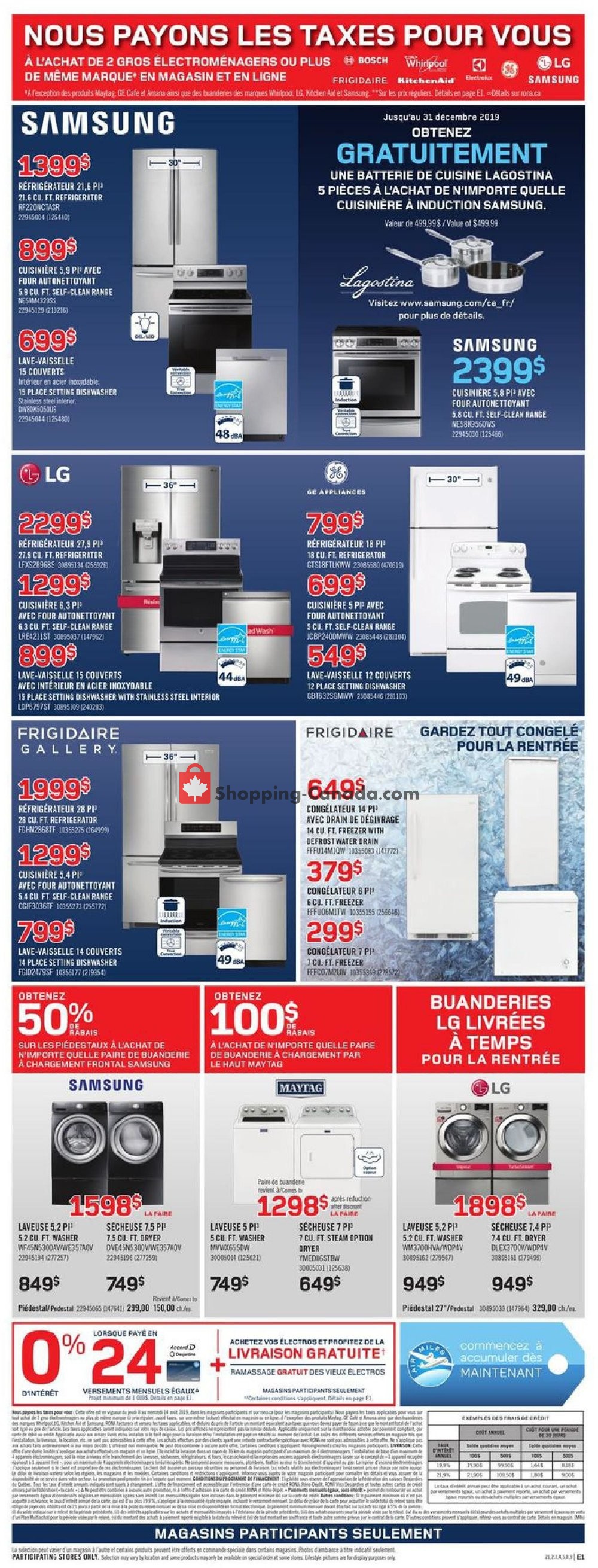 Rona flyer from Thursday August 8, 2019 to Wednesday August 14, 2019 - page 3