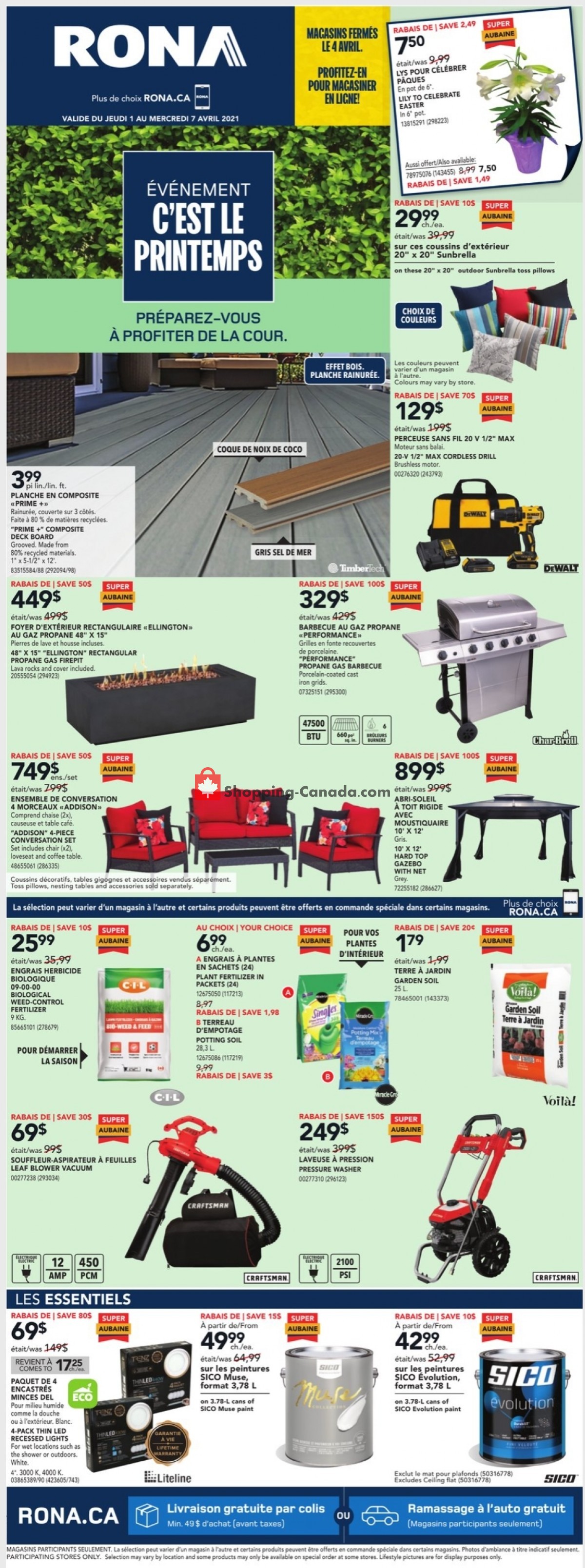 Rona flyer from Thursday April 1, 2021 to Wednesday April 7, 2021 - page 1