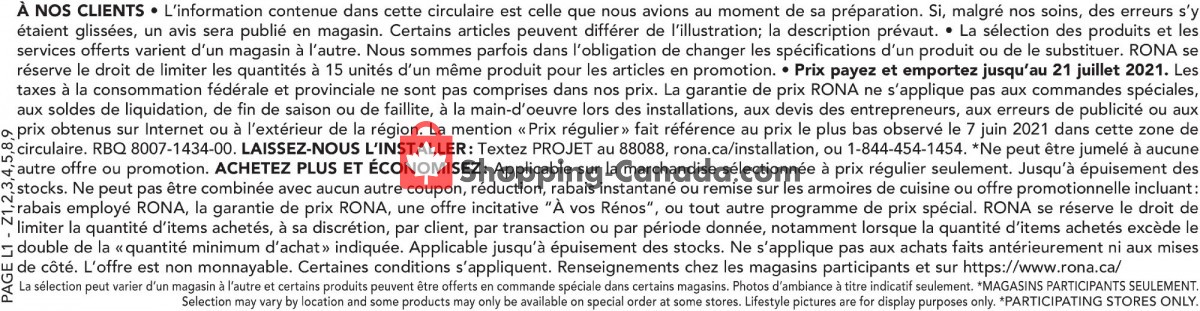 Rona flyer from Thursday July 15, 2021 to Wednesday July 21, 2021 - page 9