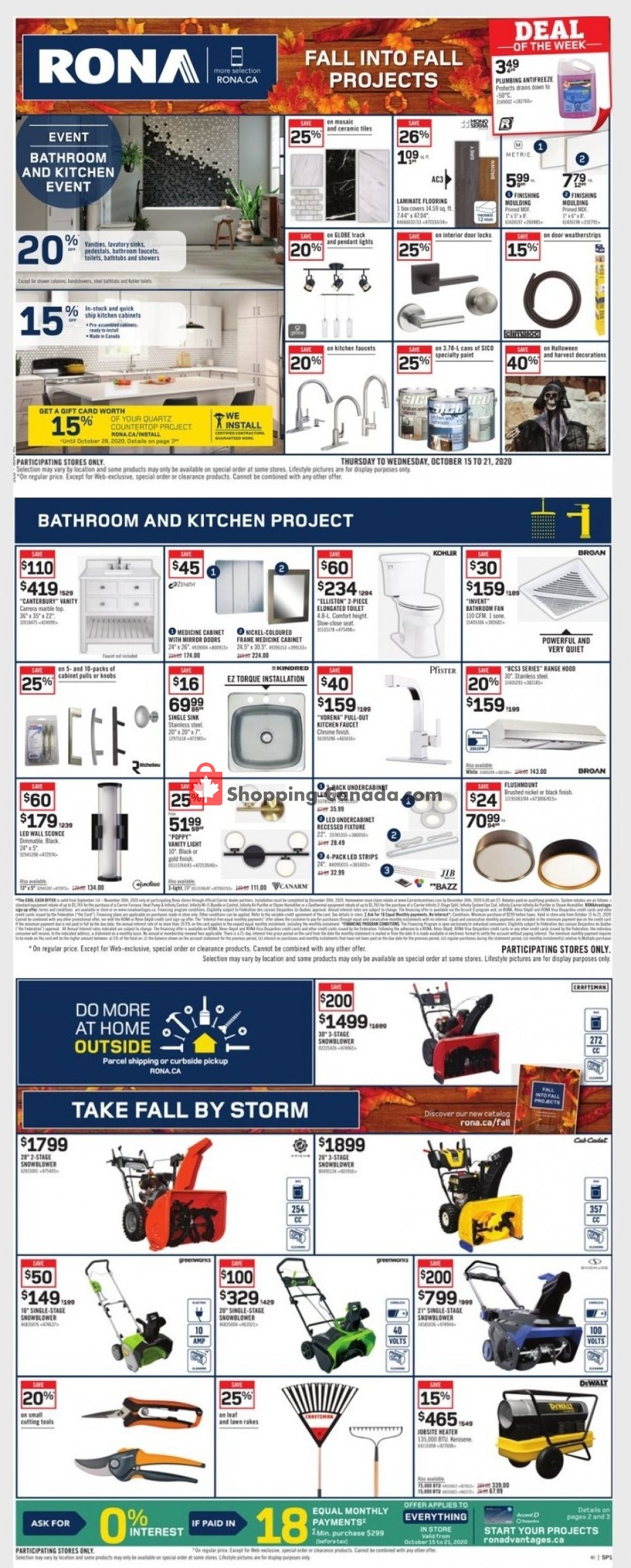 Rona flyer from Thursday October 15, 2020 to Wednesday October 21, 2020 - page 1