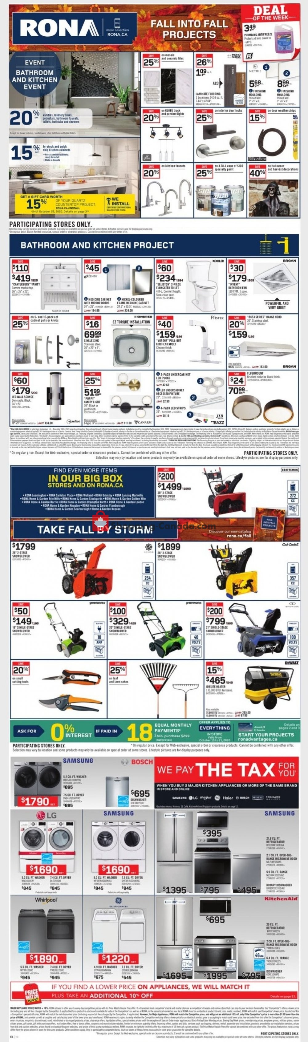 Rona flyer from Thursday October 15, 2020 to Wednesday October 21, 2020 - page 1