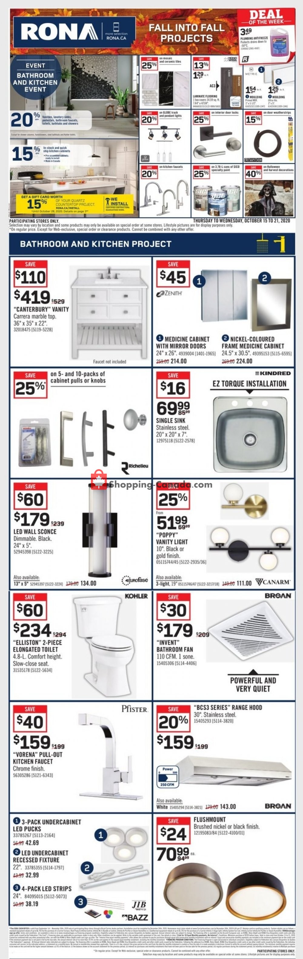 Rona flyer from Thursday October 15, 2020 to Wednesday October 21, 2020 - page 1