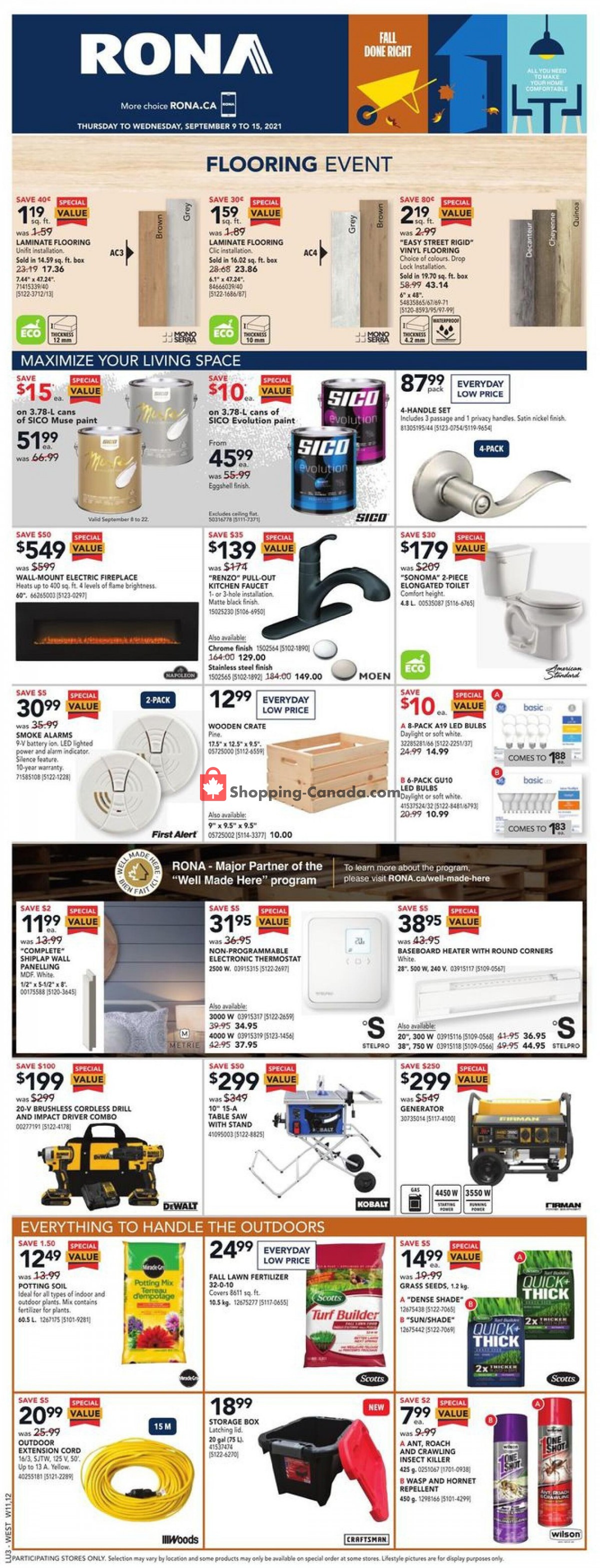 Rona flyer from Thursday September 9, 2021 to Wednesday September 15, 2021 - page 1