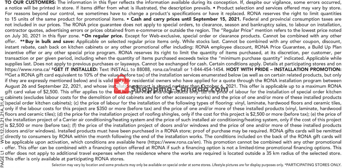 Rona flyer from Thursday September 9, 2021 to Wednesday September 15, 2021 - page 11