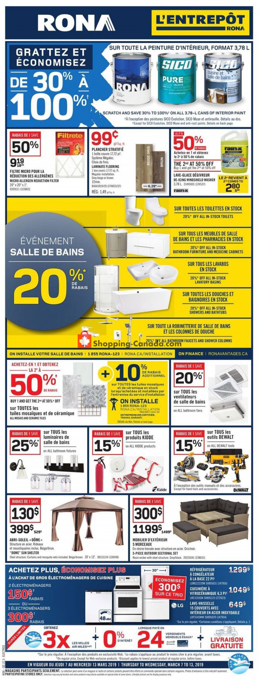 Rona flyer from Thursday March 7, 2019 to Wednesday March 13, 2019 - page 1
