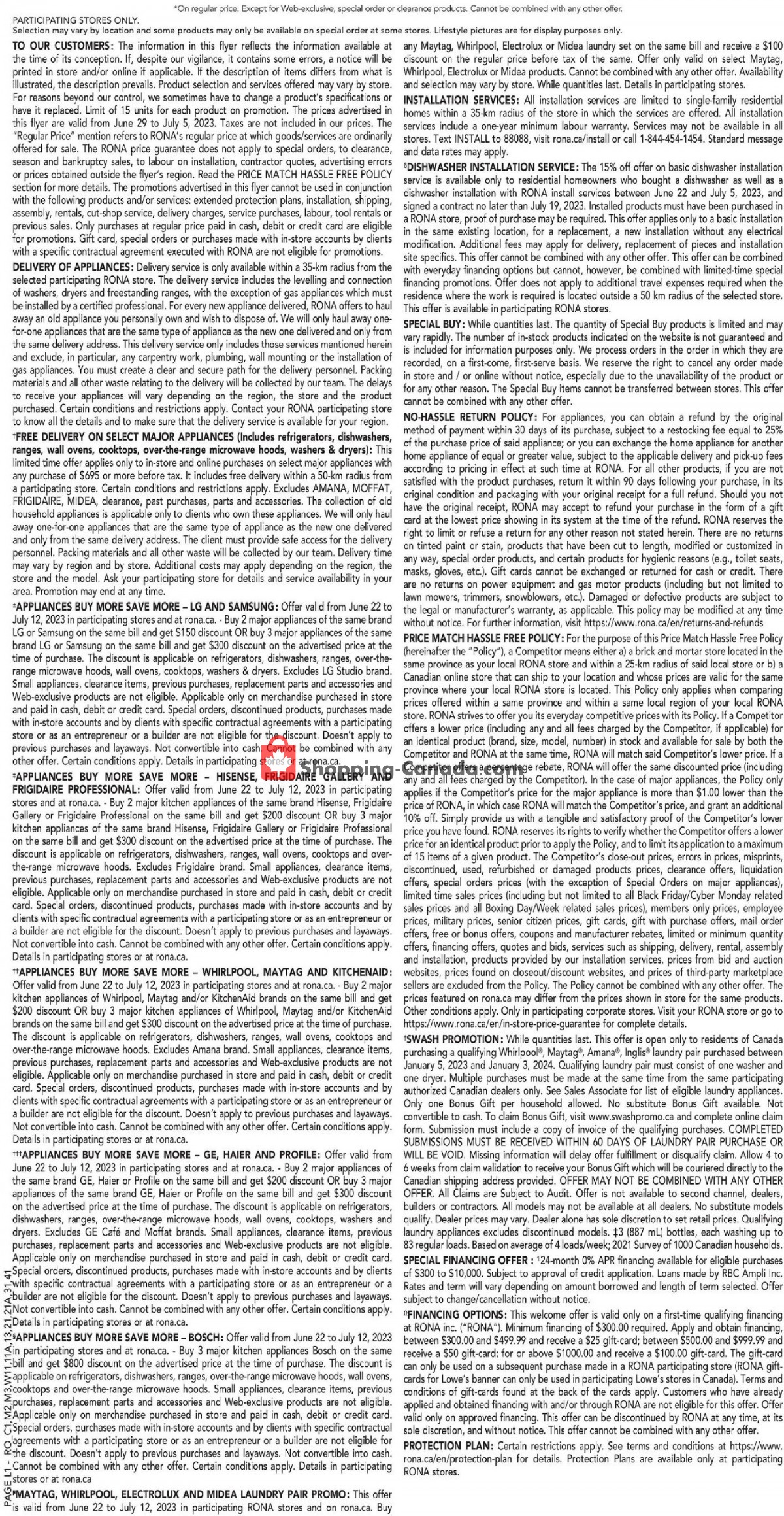 Rona Canada, flyer (Happy Canada Day) June 29 July 5, 2023