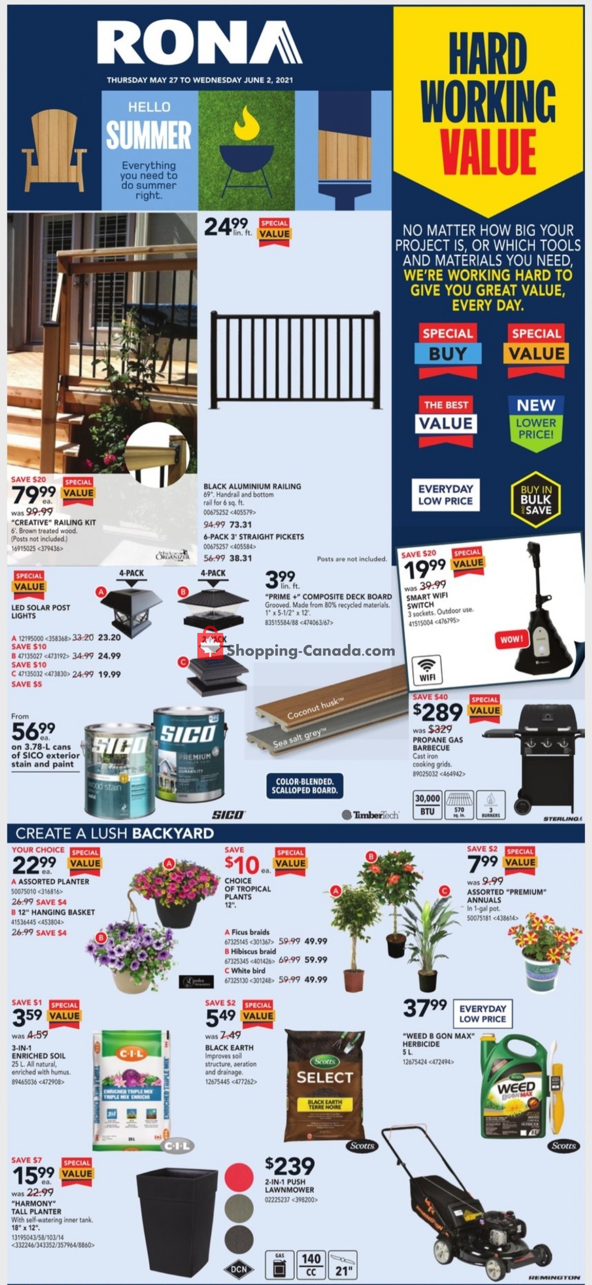 Rona Canada, flyer (Hard Working Value ON) May 27 June 2, 2021
