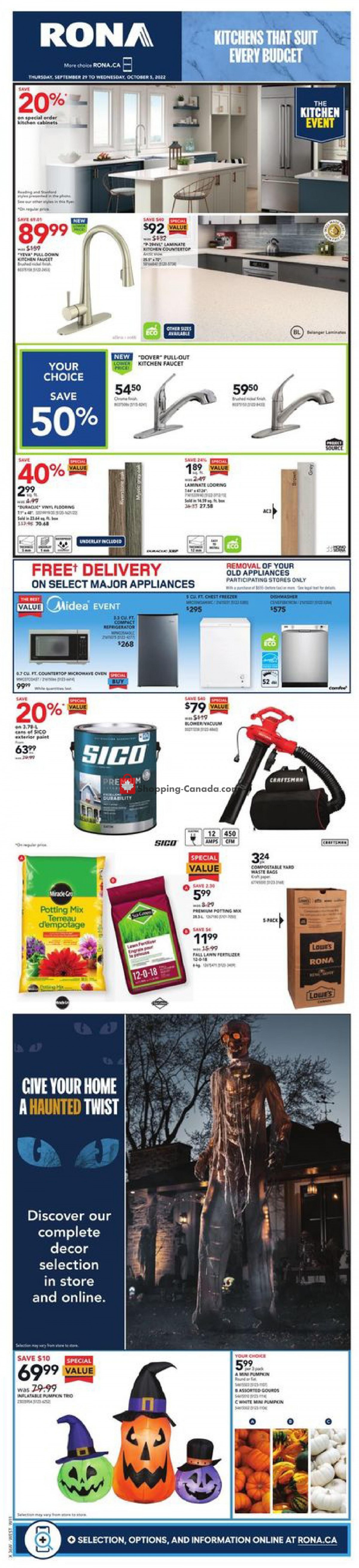 Rona Canada, flyer (Kitchens That Suit Every Budget West