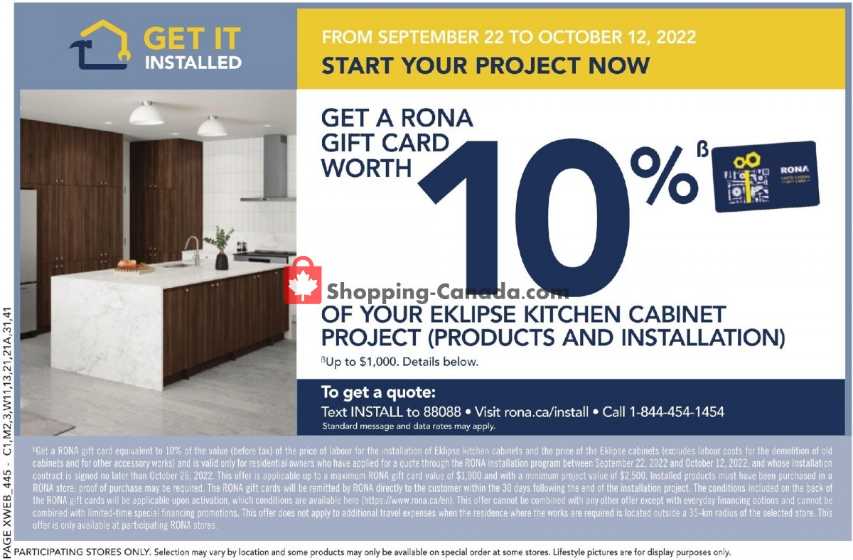 Rona Canada, flyer (Kitchens That Suit Every Budget West