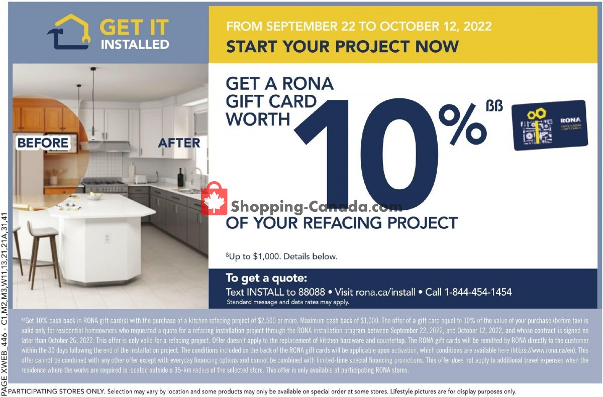 Rona Canada, flyer (Kitchens That Suit Every Budget West