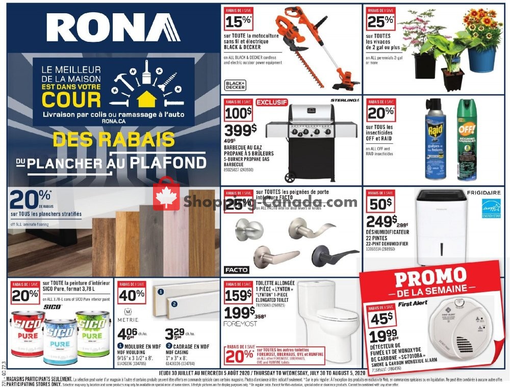 Rona flyer from Thursday July 30, 2020 to Wednesday August 5, 2020 - page 1