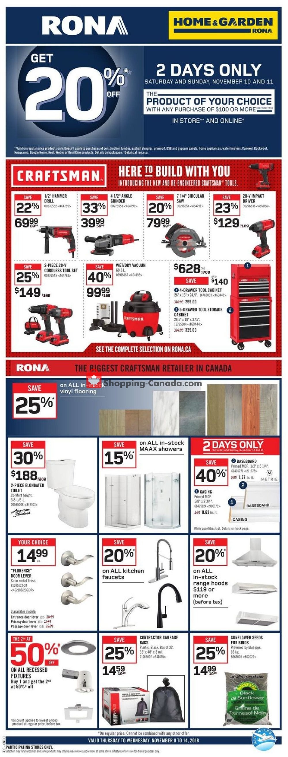 Rona flyer from Thursday November 8, 2018 to Wednesday November 14, 2018 - page 1