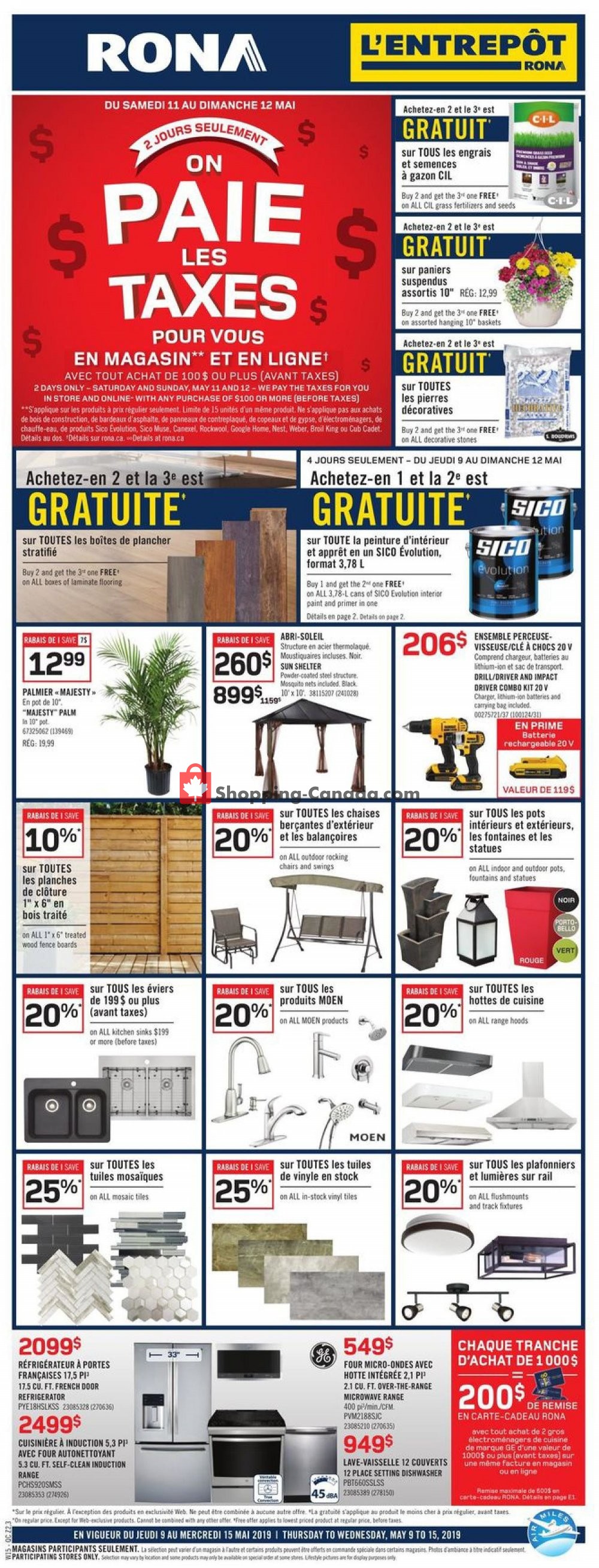 Rona flyer from Thursday May 9, 2019 to Wednesday May 15, 2019 - page 1