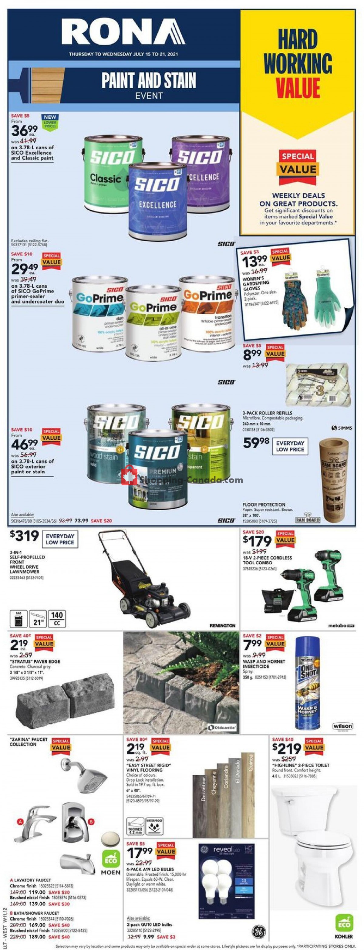 Rona flyer from Thursday July 15, 2021 to Wednesday July 21, 2021 - page 1