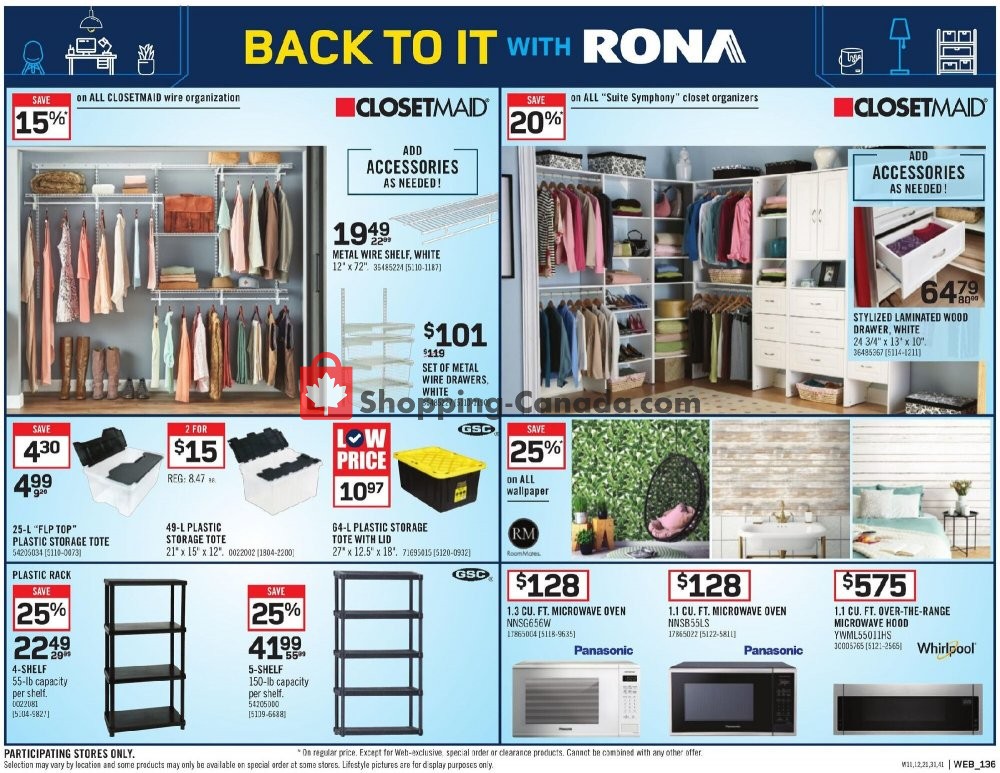 Rona Canada, flyer (Paint Event BC) August 27 September 2, 2020