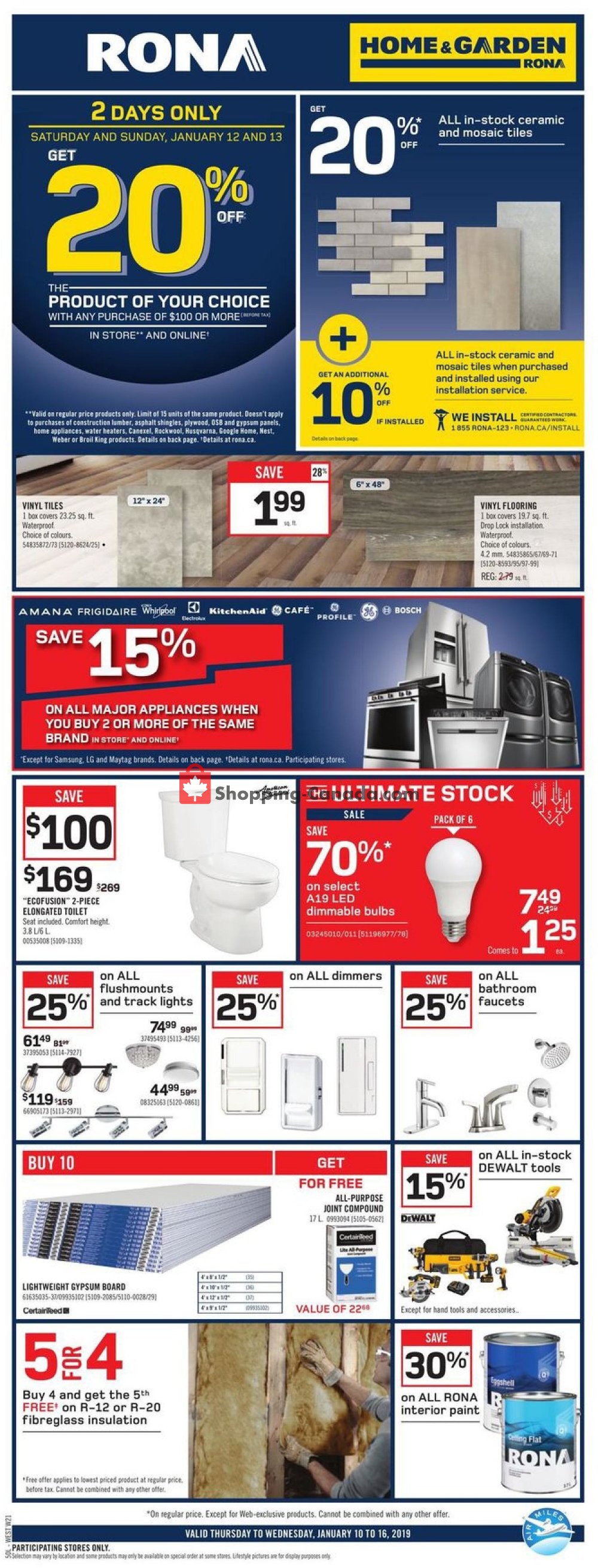 Rona flyer from Thursday January 10, 2019 to Wednesday January 16, 2019 - page 1