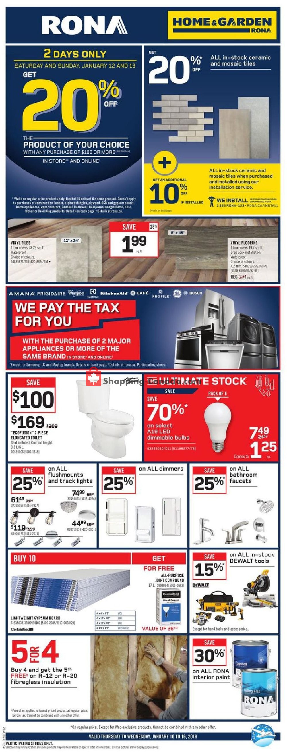 Rona flyer from Thursday January 10, 2019 to Wednesday January 16, 2019 - page 1