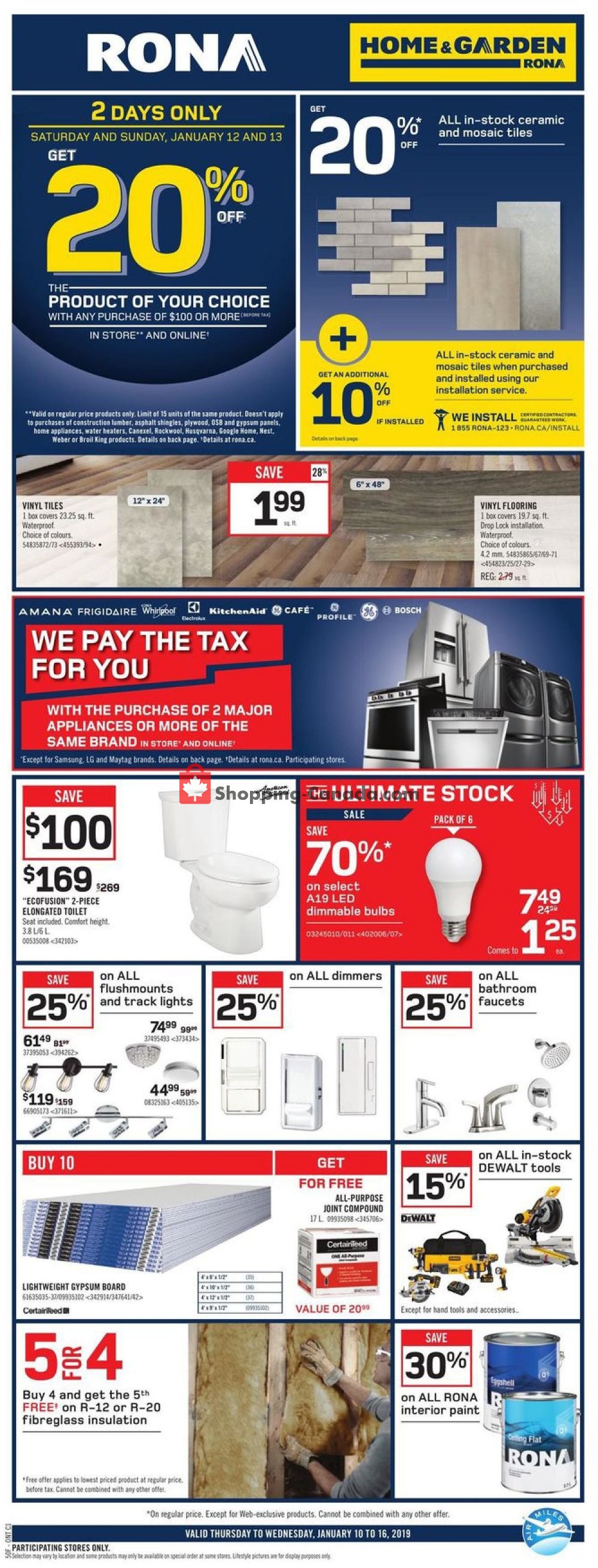 Rona flyer from Thursday January 10, 2019 to Wednesday January 16, 2019 - page 1