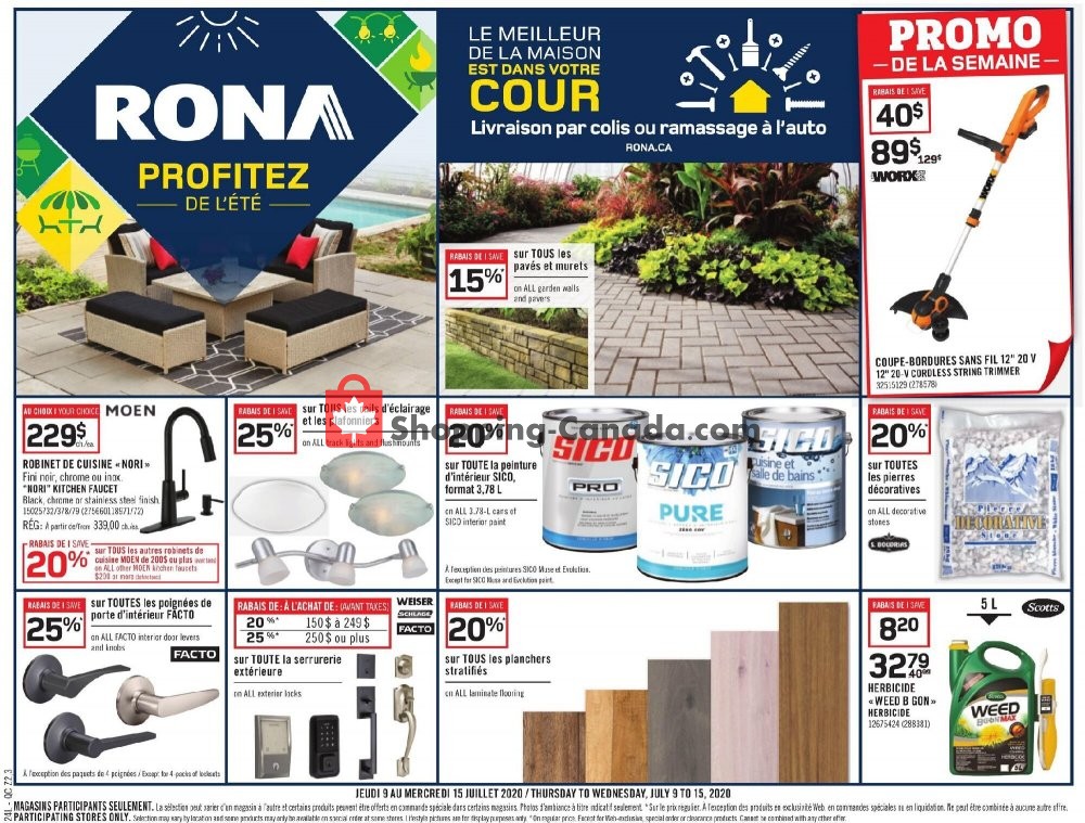 Rona flyer from Thursday July 9, 2020 to Wednesday July 15, 2020 - page 1