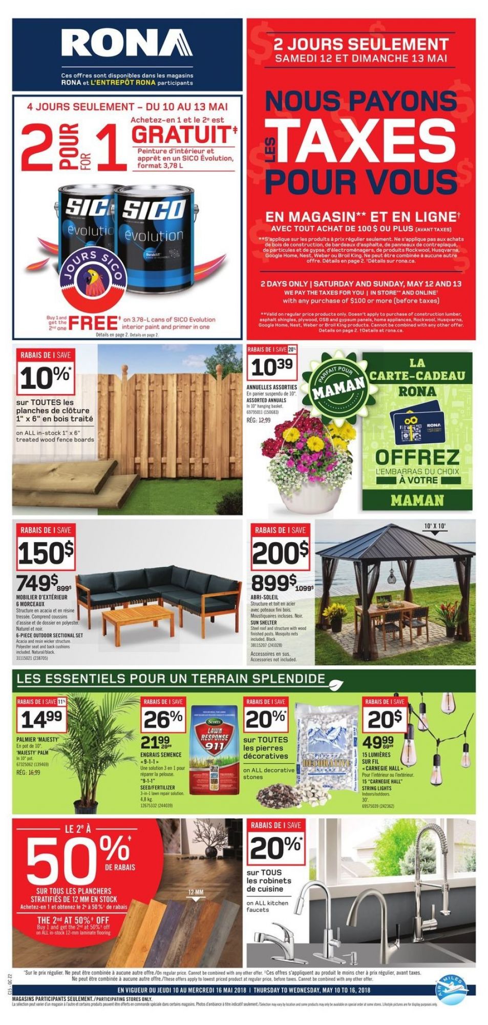 Rona flyer from Thursday May 10, 2018 to Wednesday May 16, 2018 - page 1