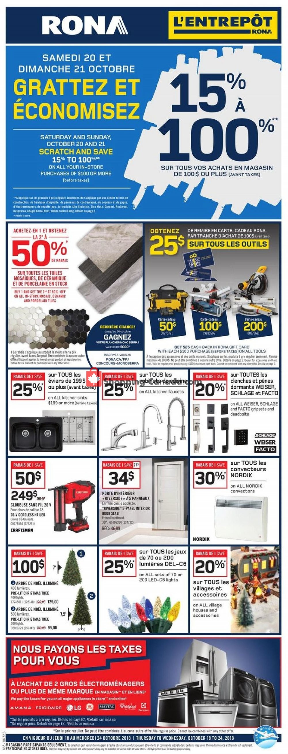 Rona flyer from Thursday October 18, 2018 to Wednesday October 24, 2018 - page 1