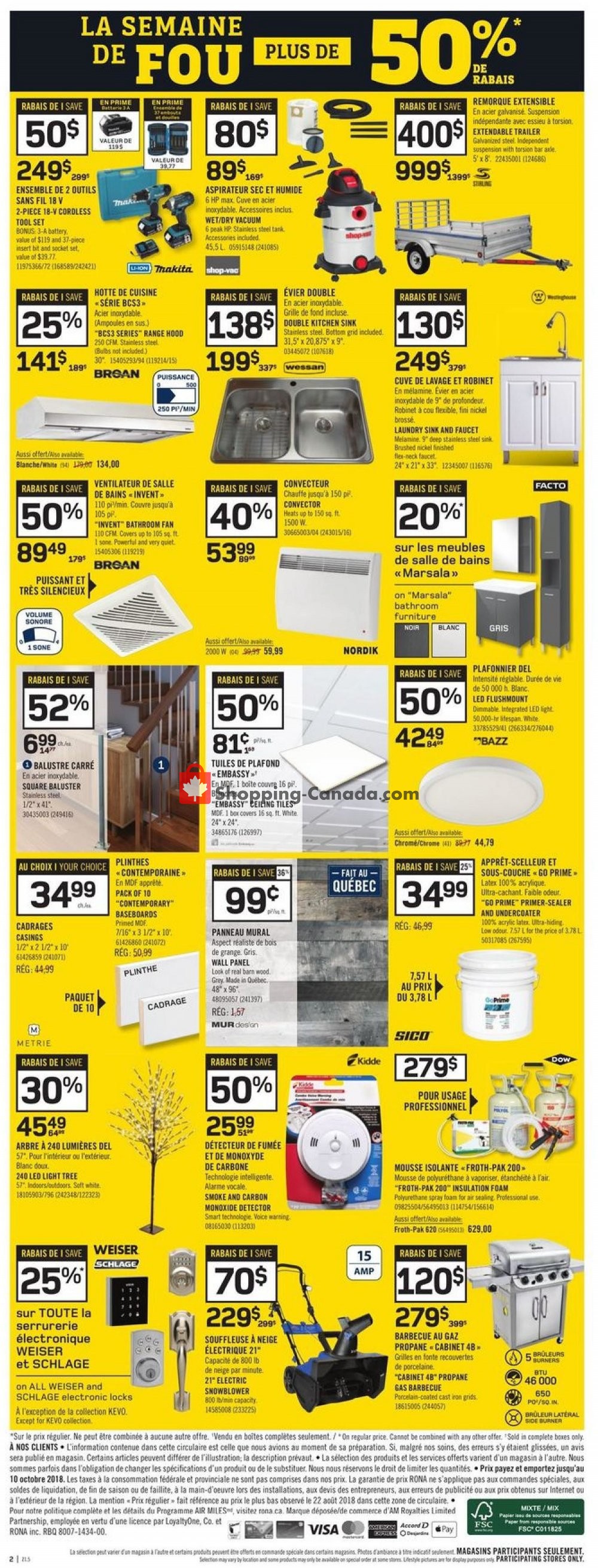 Rona flyer from Thursday October 4, 2018 to Wednesday October 10, 2018 - page 3