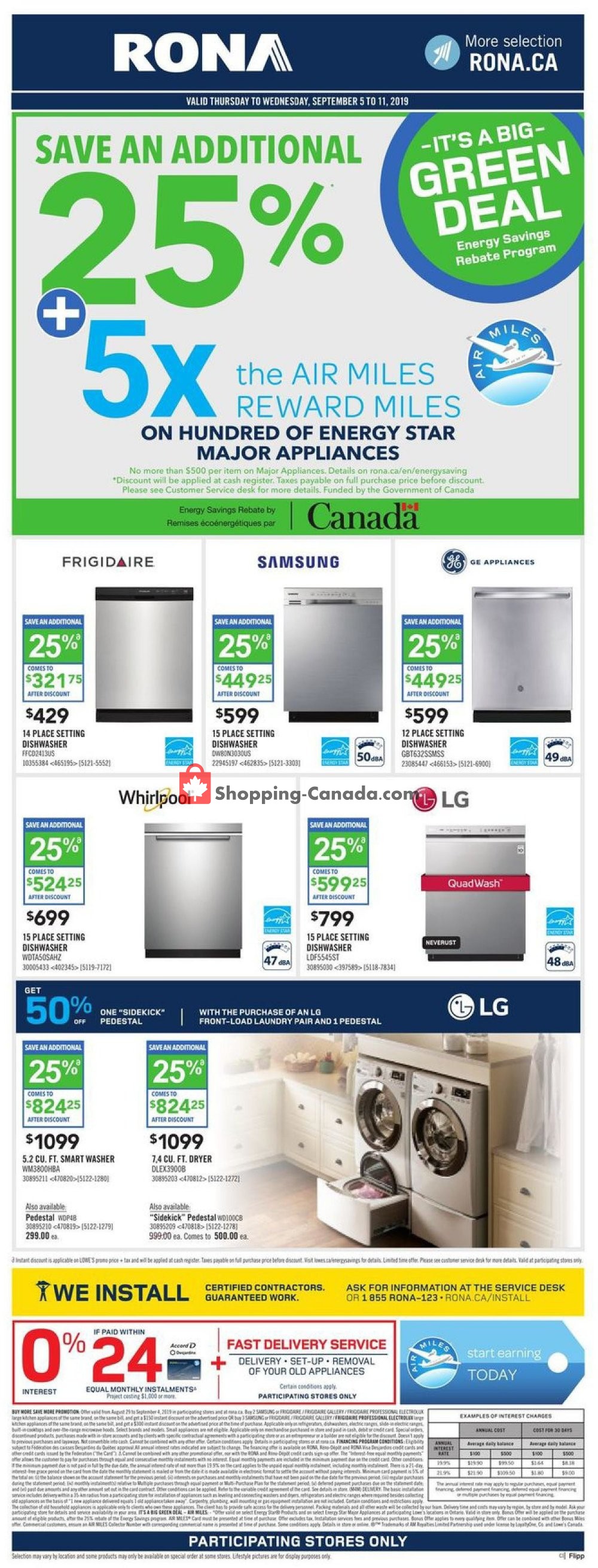 Rona flyer from Friday September 6, 2019 to Wednesday September 11, 2019 - page 1