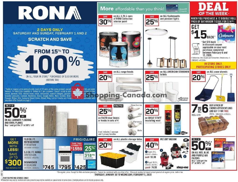 Rona flyer from Thursday January 30, 2020 to Wednesday February 5, 2020 - page 1