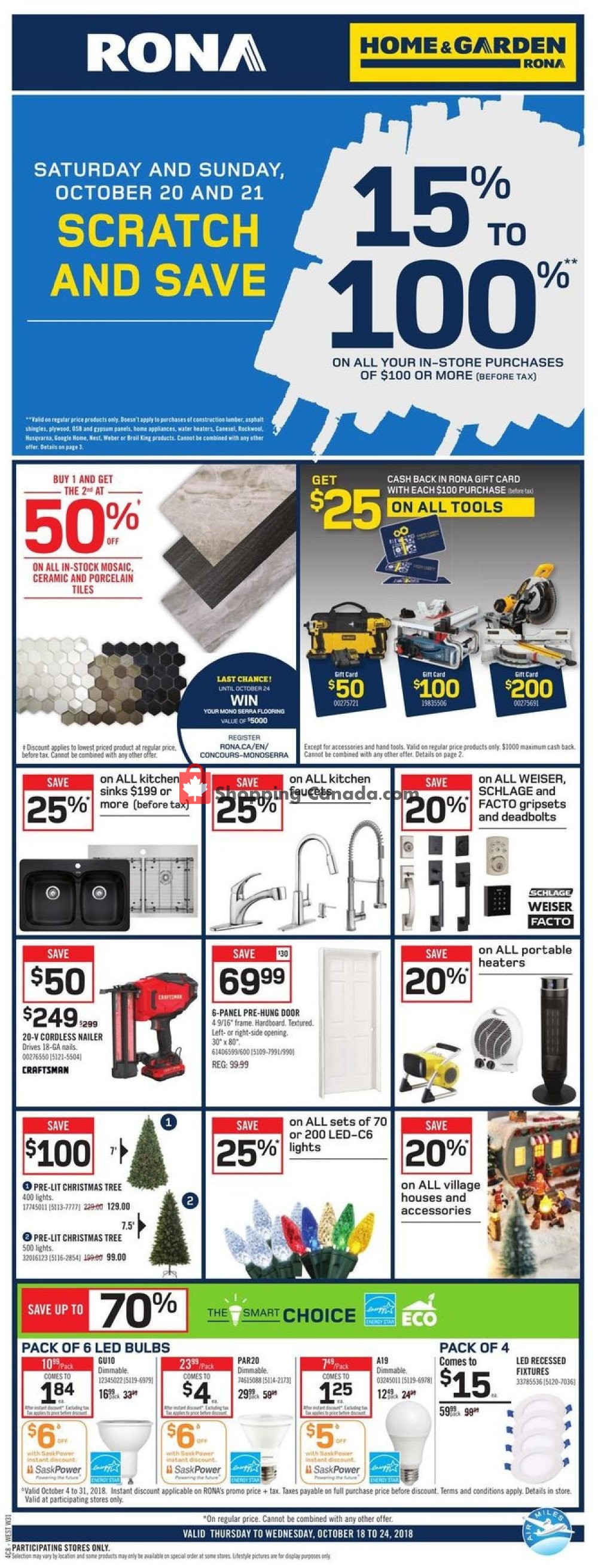 Rona flyer from Thursday October 18, 2018 to Wednesday October 24, 2018 - page 1