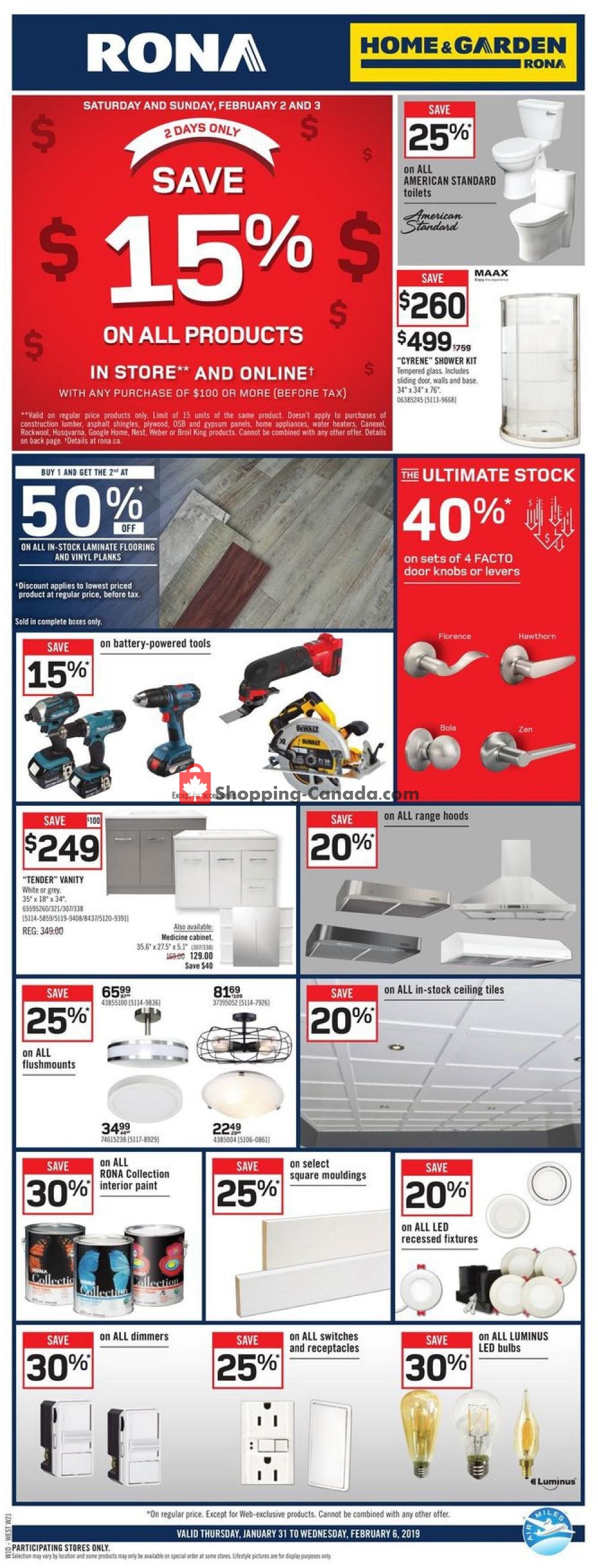 Rona flyer from Thursday January 31, 2019 to Wednesday February 6, 2019 - page 1