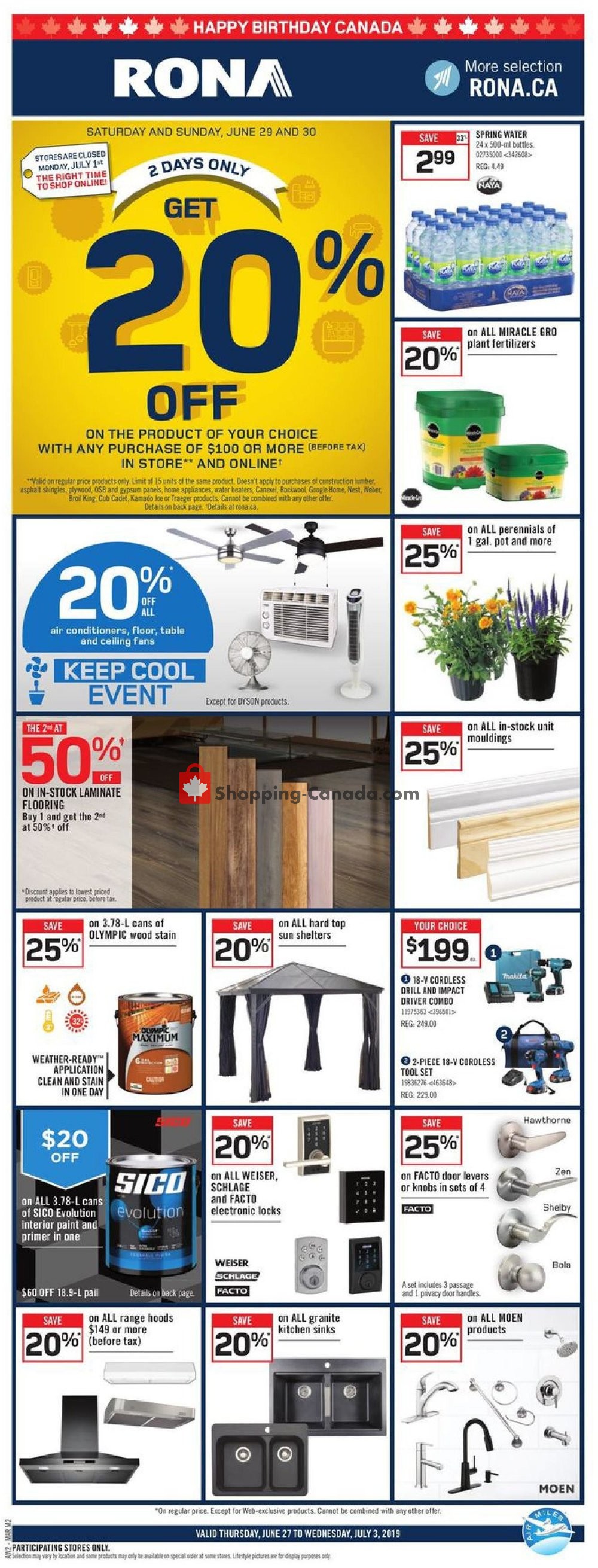 Rona flyer from Thursday June 27, 2019 to Wednesday July 3, 2019 - page 1