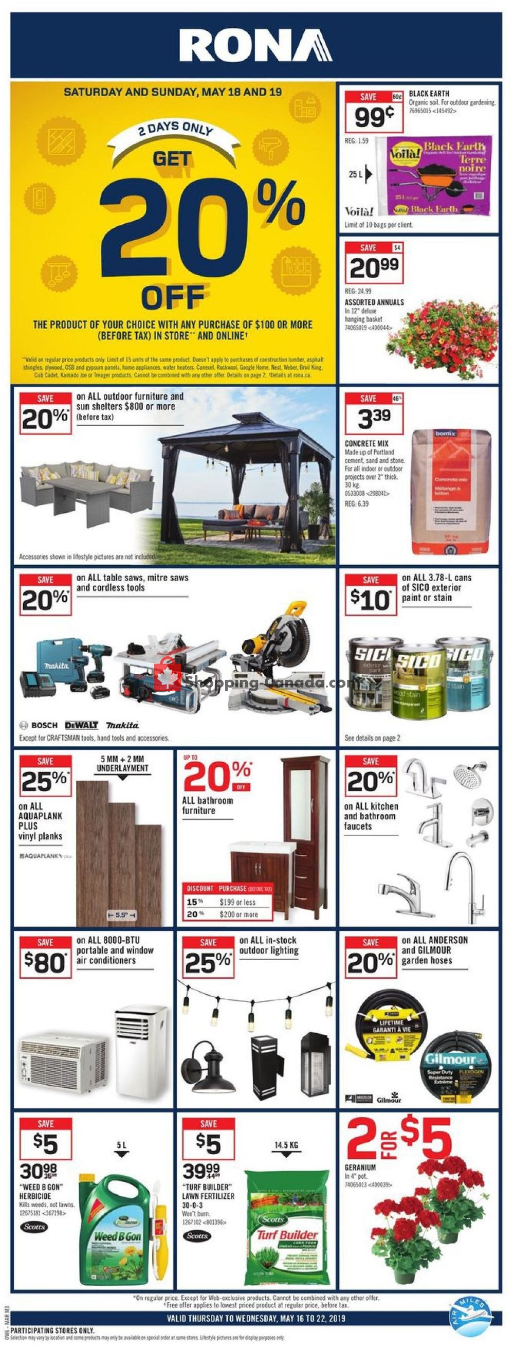 Rona flyer from Thursday May 16, 2019 to Wednesday May 22, 2019 - page 1
