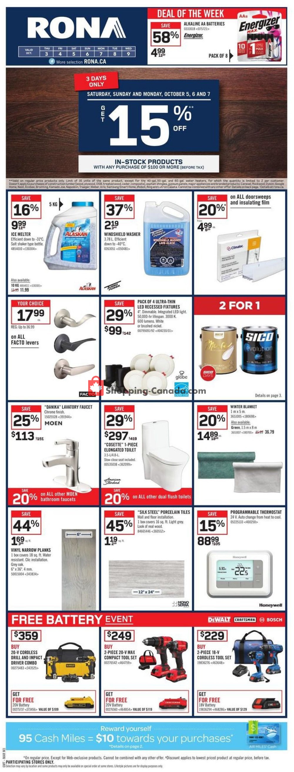 Rona flyer from Thursday October 3, 2019 to Wednesday October 9, 2019 - page 1
