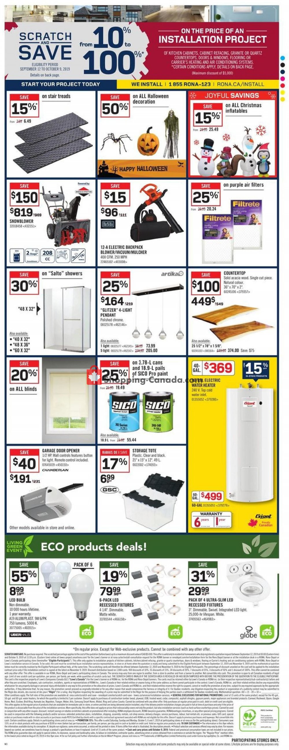 Rona flyer from Thursday October 3, 2019 to Wednesday October 9, 2019 - page 4