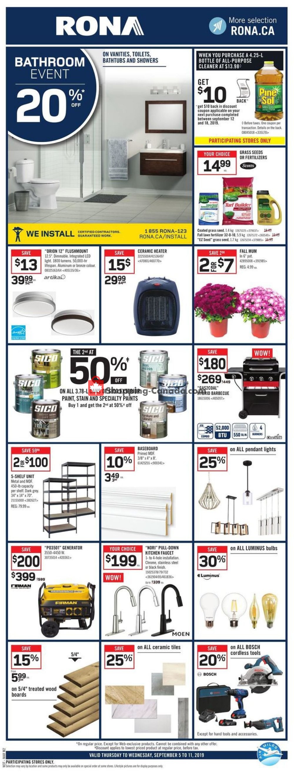 Rona flyer from Thursday September 5, 2019 to Wednesday September 11, 2019 - page 1