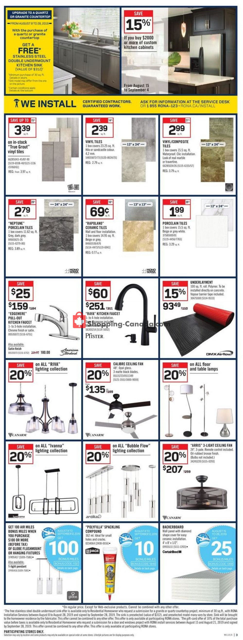 Rona flyer from Thursday August 15, 2019 to Wednesday August 21, 2019 - page 3