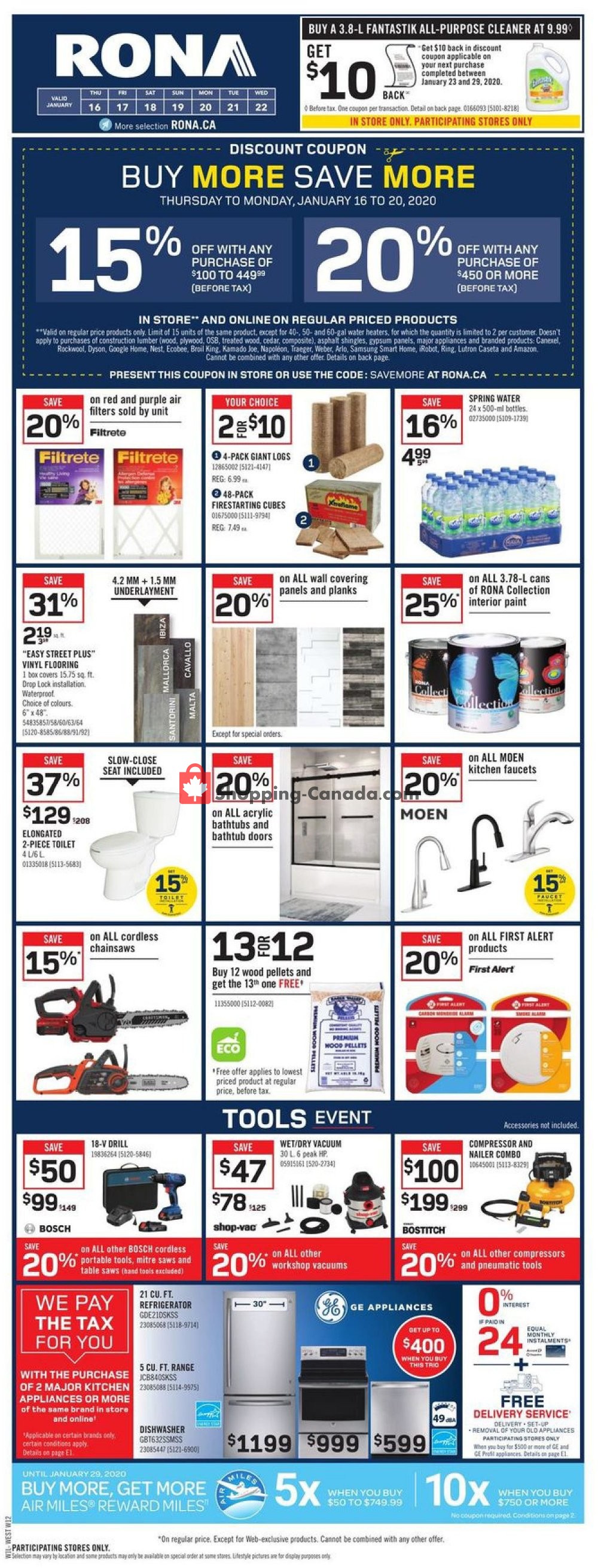 Rona flyer from Thursday January 16, 2020 to Wednesday January 22, 2020 - page 1