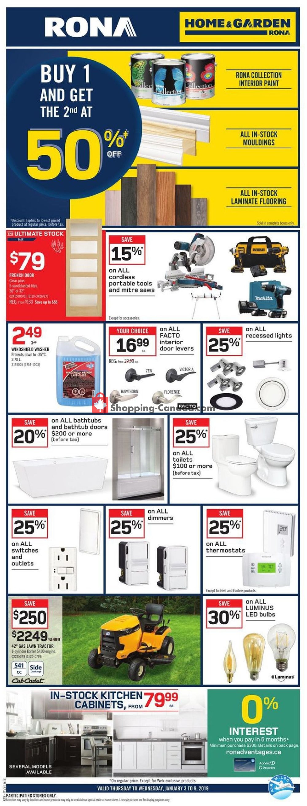 Rona Canada, flyer (Special Offer BC) January 3 January 9, 2019