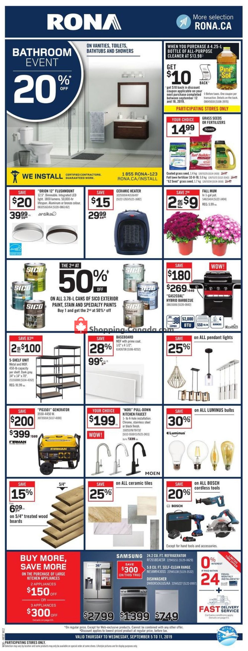 Rona flyer from Thursday September 5, 2019 to Wednesday September 11, 2019 - page 1